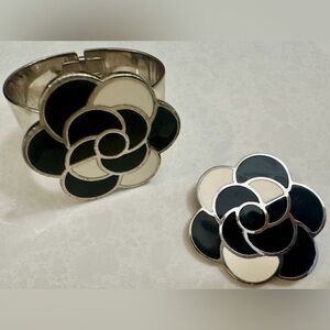 CHANEL Camellia Brooch & matching Cuff from 98P Karl Lagerfeld’s collection